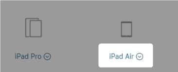 iPadの機種名の選択