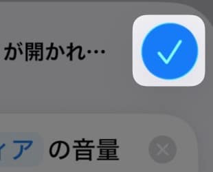 右上のチェックマーク